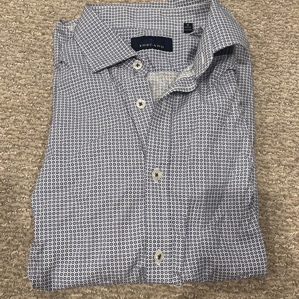 TOSCANO SHORT SLEEVE DRESS SHIRT MEDIUM